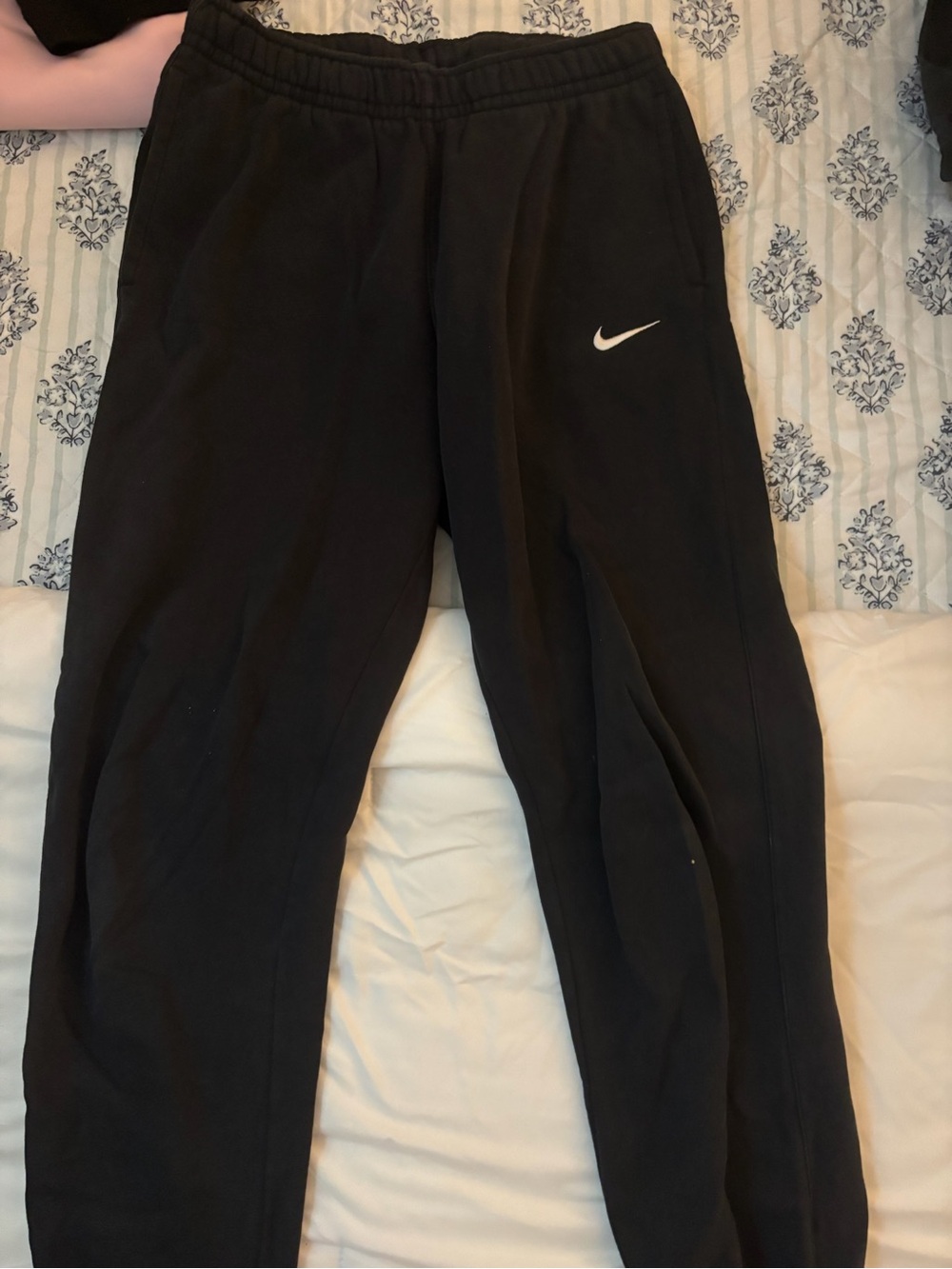 Nike Black Sweatpant Joggers with White Swoosh